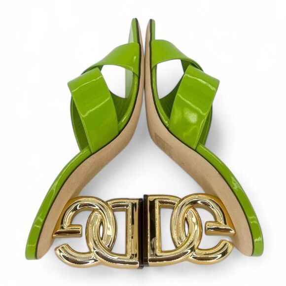 NEW Authentic DOLCE & GABBANA Green Polish Leather Sculpted Heel Mules S… - Picture 7 of 13